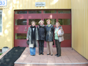 Project participants in front of the school